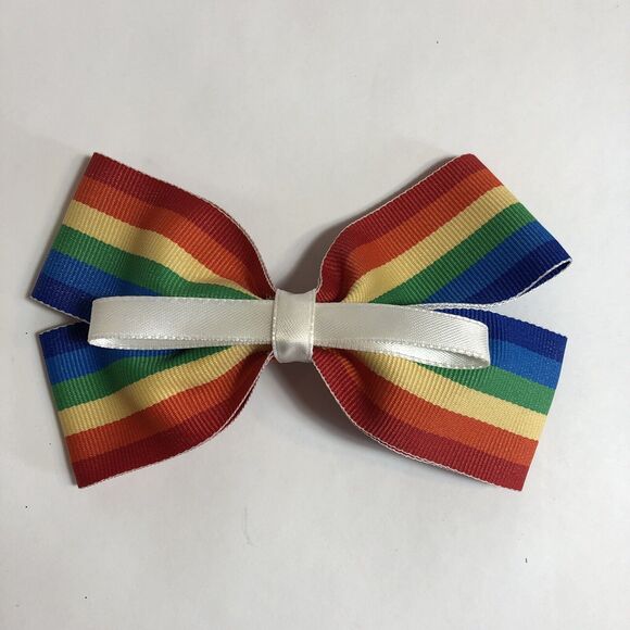 Rainbow Hair Clip Barrette Lot Ribbon Bow Knot Trendy New Coquette Stripes Pride - Picture 2 of 8